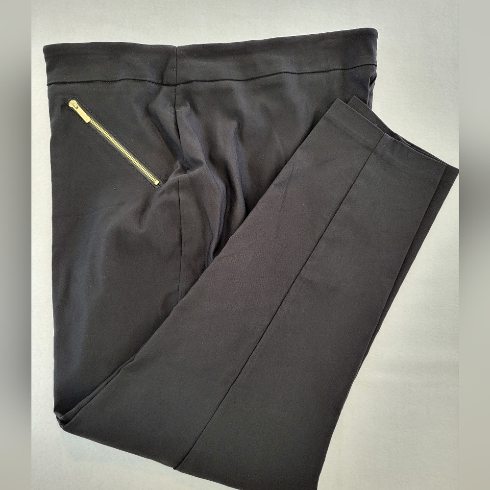 NWOT Nanette Lepore 2X Black Ankle Pants with Gold Zipper Accent